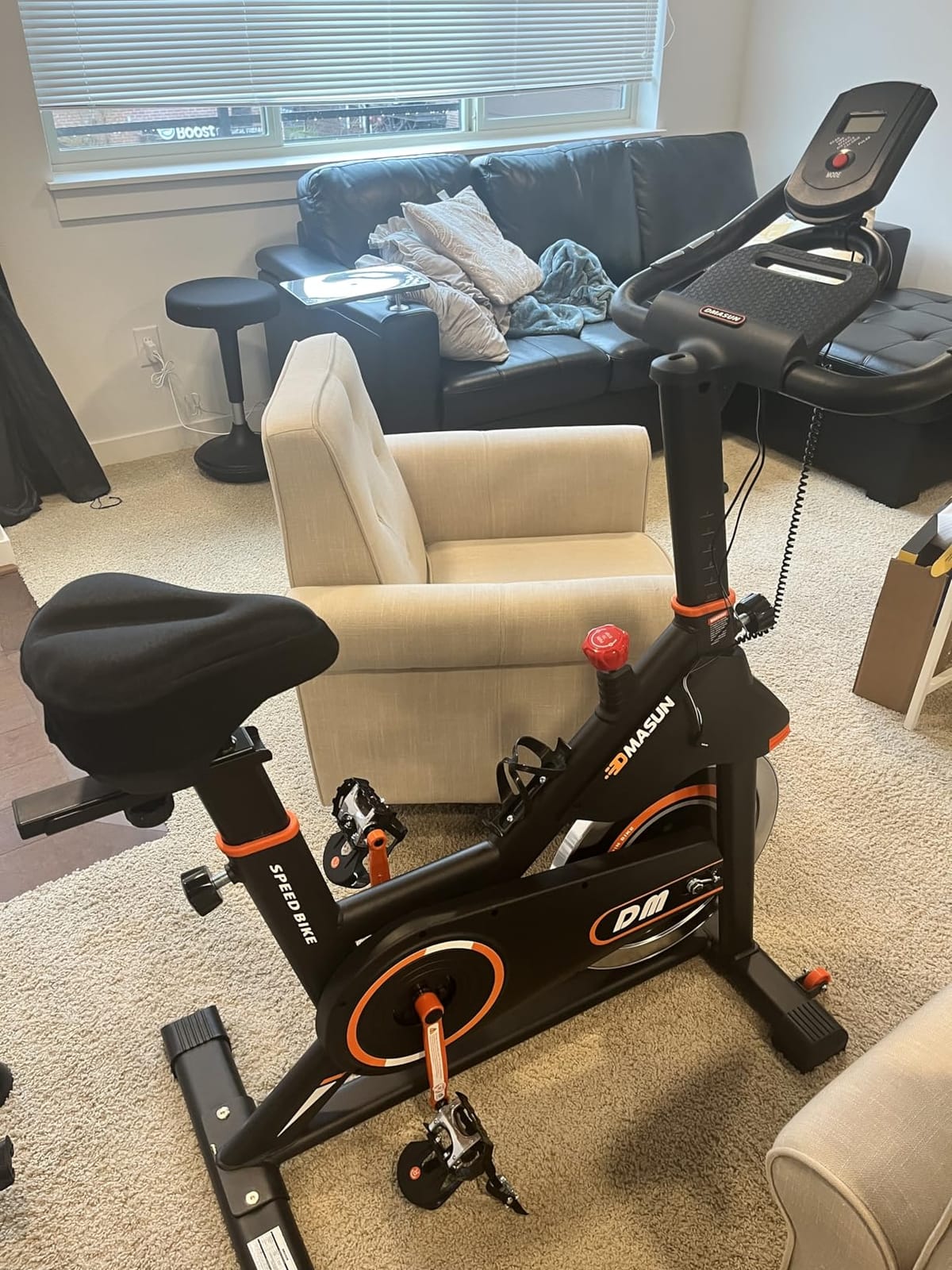 DMASUN Exercise Bike, Silent Magnetic Resistance Stationary Bike for Home with 330 LBS Capacity, Pedals with Anti-loosening Nuts, Indoor Bike with Comfortable Seat Cushion, Digital Display with Tablet Holder customer photo 1