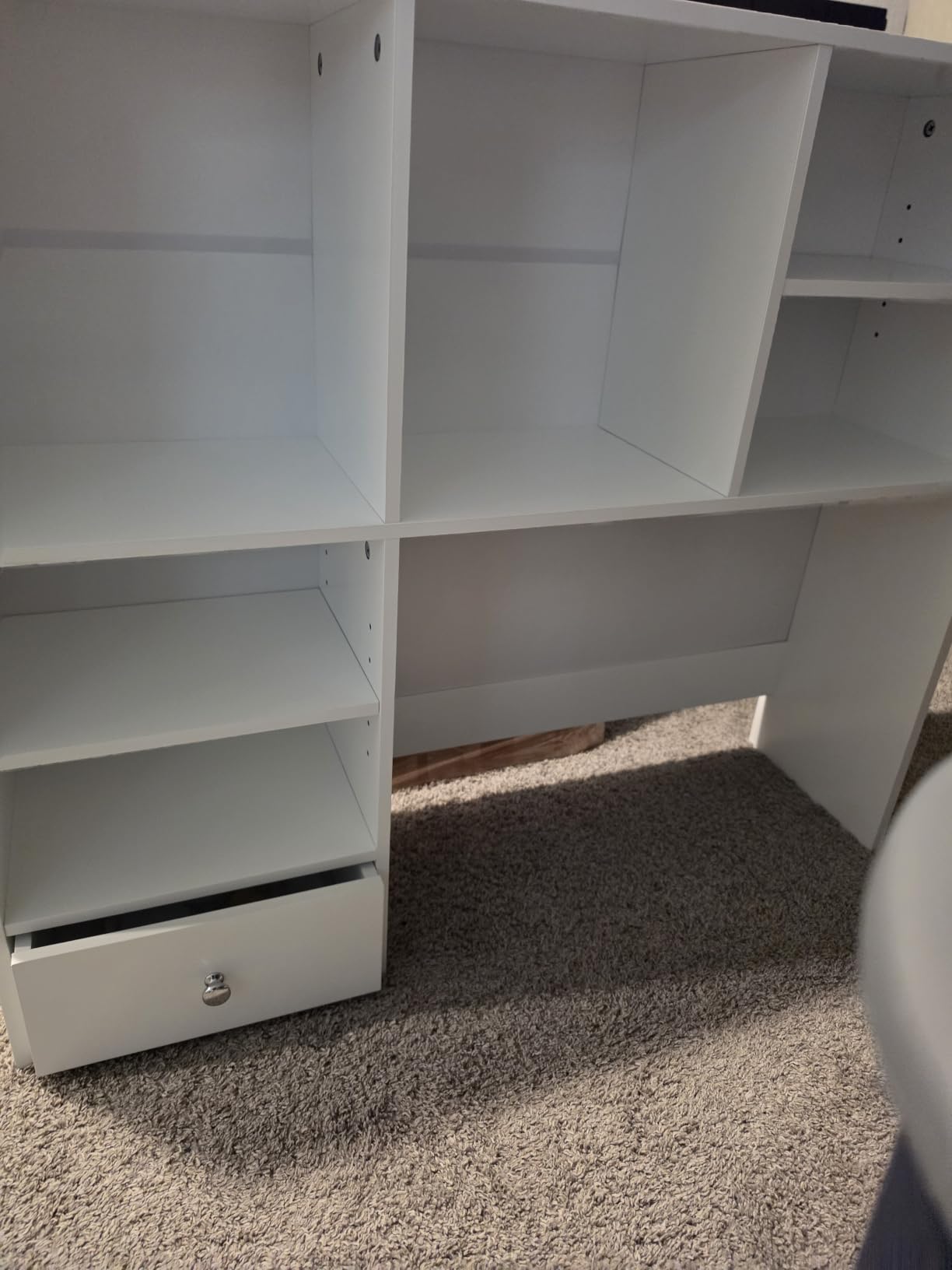 Desk Hutch Dorm with Cork Board, Shelves and Drawer | Desktop Bookshelf for College Dorm, Student Bedroom, White customer photo 2