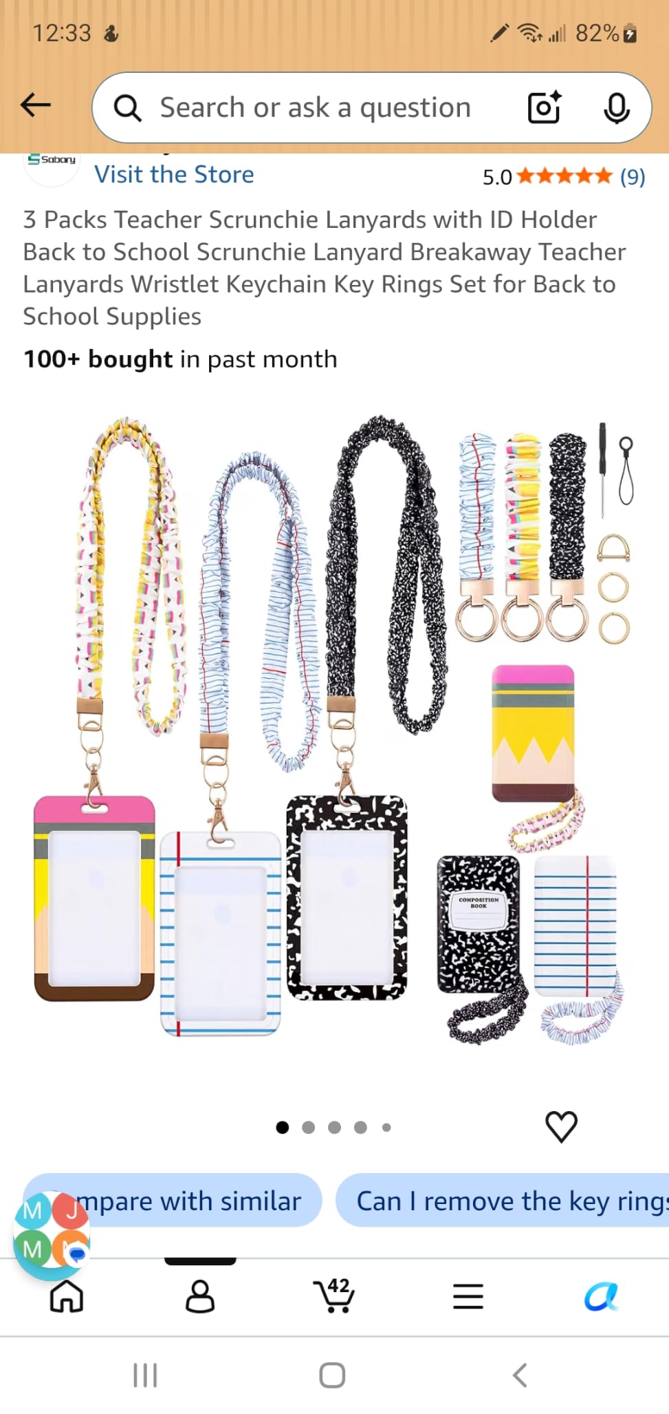 3 Packs Teacher Scrunchie Lanyards with ID Holder - Breakaway Teacher Lanyards Wristlet Keychain Key Rings Set customer photo 1