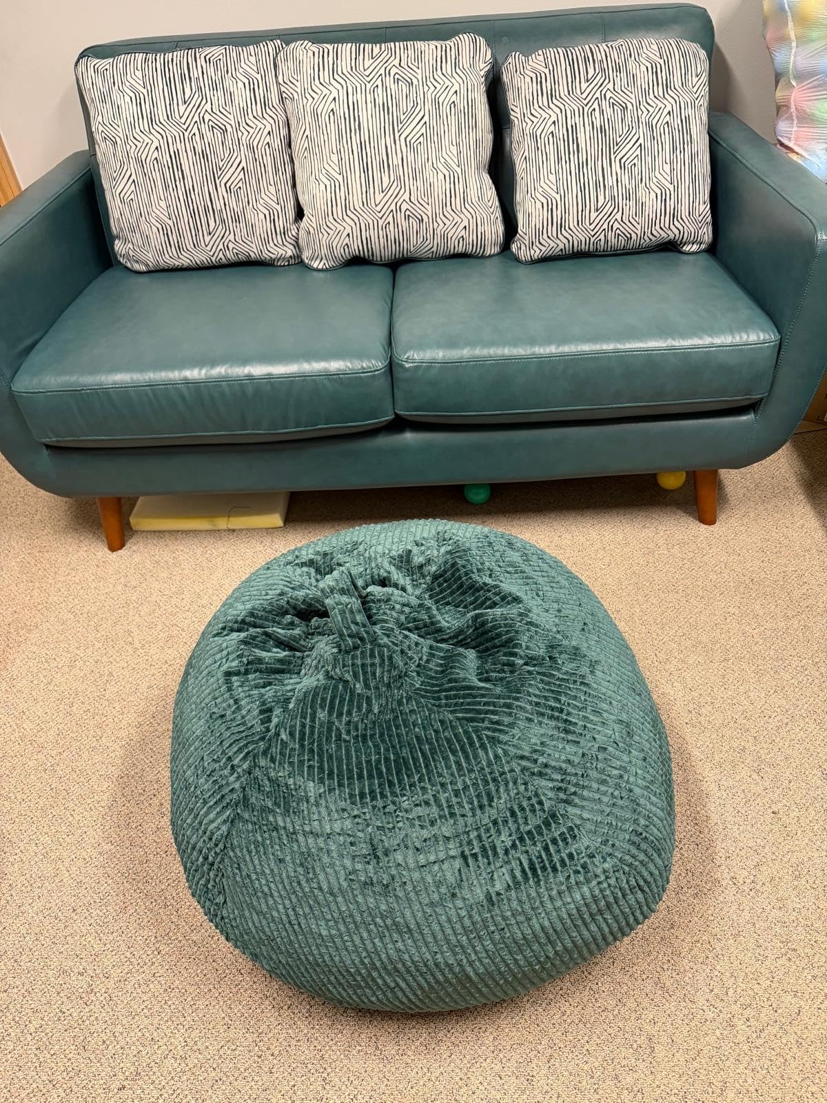 Bean Bag Chair, with Faux Rabbit Fur Cover for Teens and Kids, with Filling Memory Foam Bean Bag Chairs, Soft Faux Fur Fabric, 2.5 feet Round Fluffy Bean Bag Sofa Essential for Reading Games customer photo 2