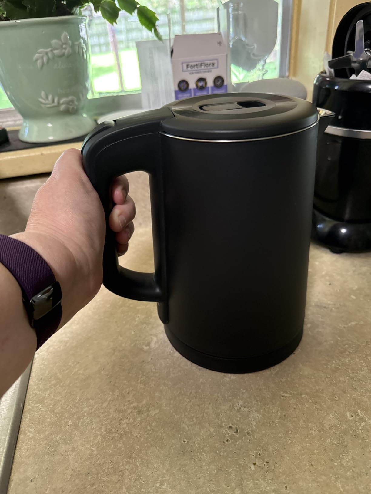 1.0L Small Electric Tea Kettle 900W Travel Portable Electric Coffee Kettle | 304 Stainless Steel, Fast Boiling, Double Wall, Auto Shut-Off, Boil Dry Protection, Hot Water Boiler Heater customer photo 1