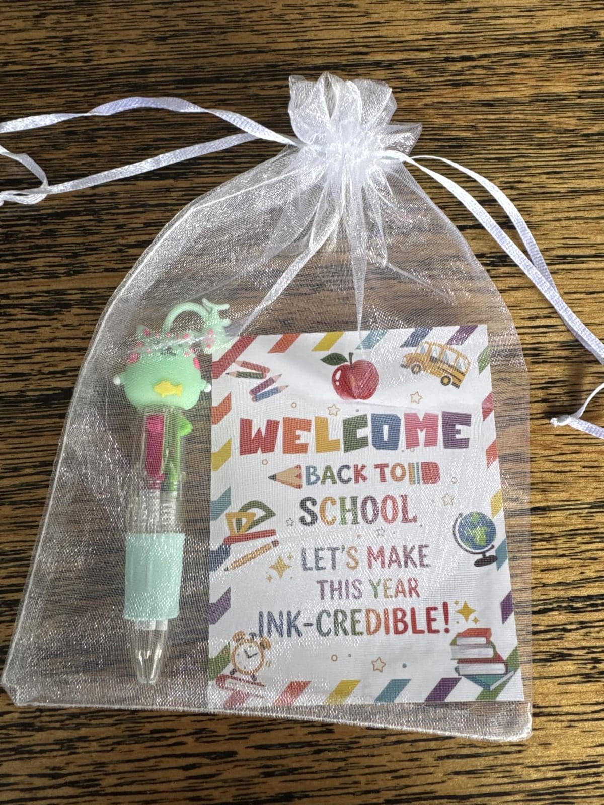 30 Pack Back To School 4-in-1 Multicolor Cute Pens Student Gift Bulk with Positive Cards Bags Retractable Fun Ballpoint Pens from teacher for Classroom Prize Office School Gift Exchange customer photo 2