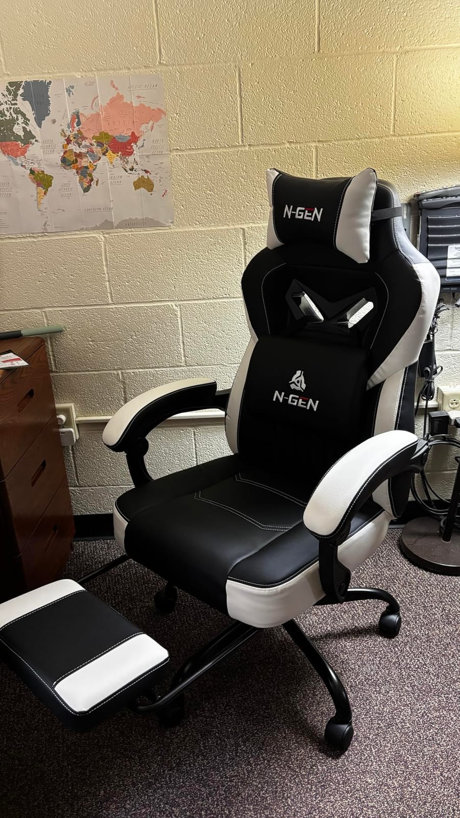 N-GEN GAMING Big & Tall Gaming Chair, Footrest, Lumbar Support, Dark Black | Ergonomic High-Back Chair for Adults, Padded Wide Seat with Heavy-Duty Base, Reclining Comfort for Computer, Office/Home Use customer photo 2