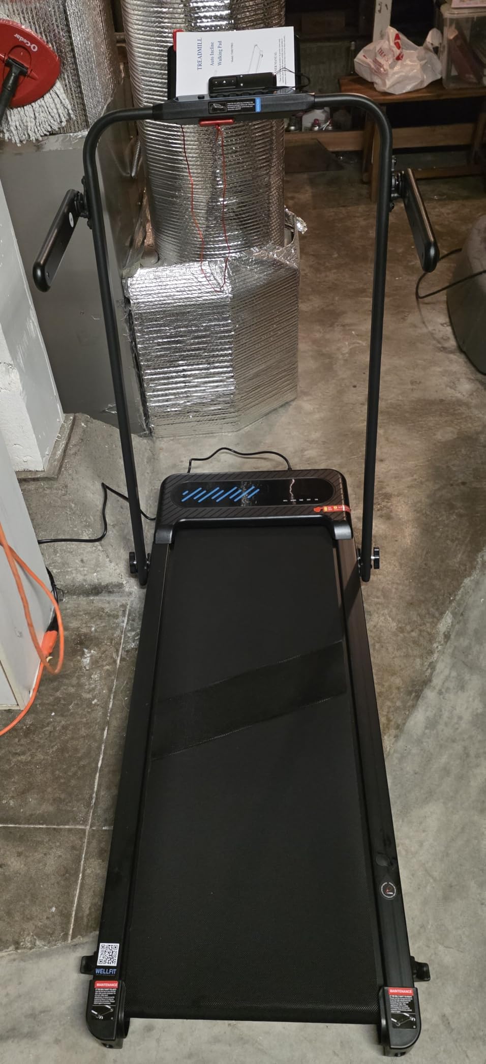WELLFIT Walking Pad with 12% Auto Incline & Handle Bar, Foldable Treadmill | 375+ LBS Capacity, 40