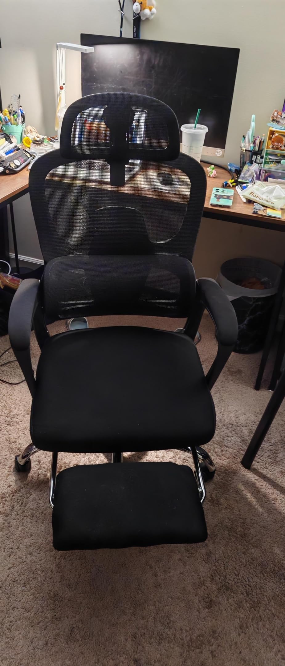 Ergonomic Office Chair with Footrest, 90-145° Reclining Mesh Desk Chair | Adjustable Lumbar Support & Headrest, High Back Mesh Computer Chair for Home Office/Gaming, 350lbs Capacity customer photo 2