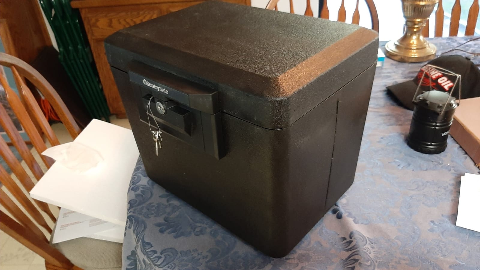 SentrySafe Black Fireproof Document Box with Key Lock, Safe Secures Files and Documents for Home or Office, 0.61 Cubic Feet, 13.6 x 15.3 x 12.1 inches, 1170 customer photo 1
