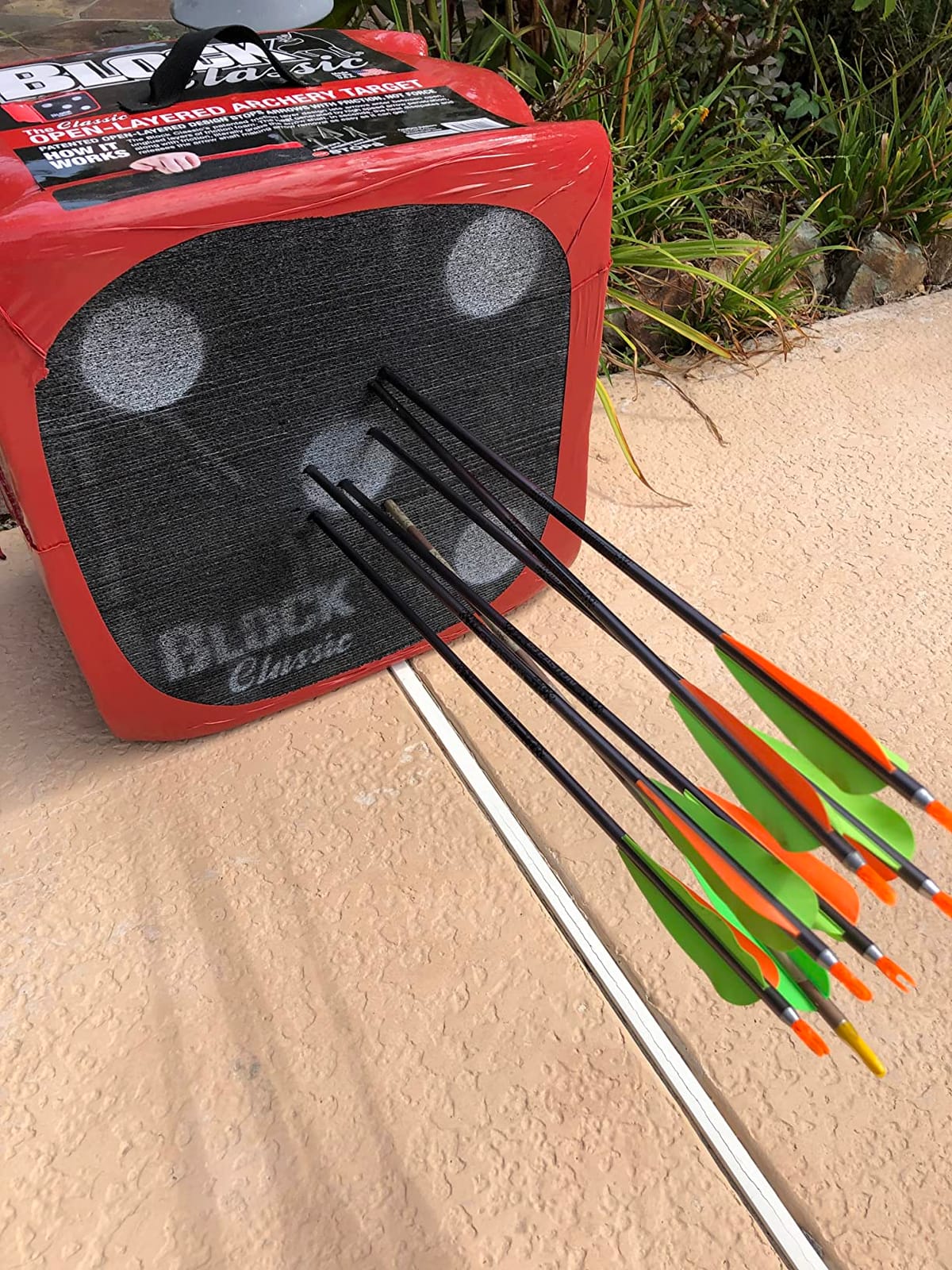 BLOCK Classic Layered Foam Archery Target, 18” x 18” x 13.5”, 2-Sided Shooting, Unique Open Layer Design Stops Field Points and Broadheads with Friction Not Force, Easy Arrow Removal, Top Carry Handle customer photo 1