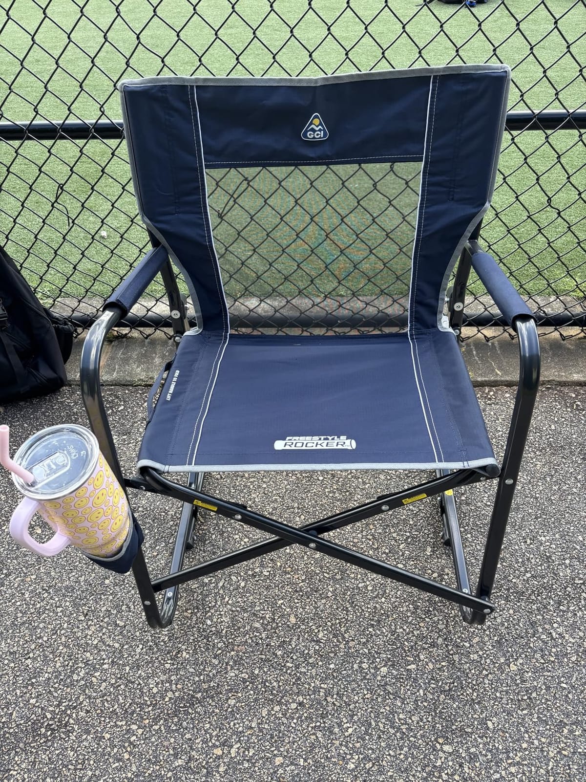 GCI OUTDOOR Freestyle Rocker Camping Chair | Portable Folding Rocking Chair with Solid, Durable Armrests, Drink Holder & Comfortable Backrest — Indigo Blue customer photo 2