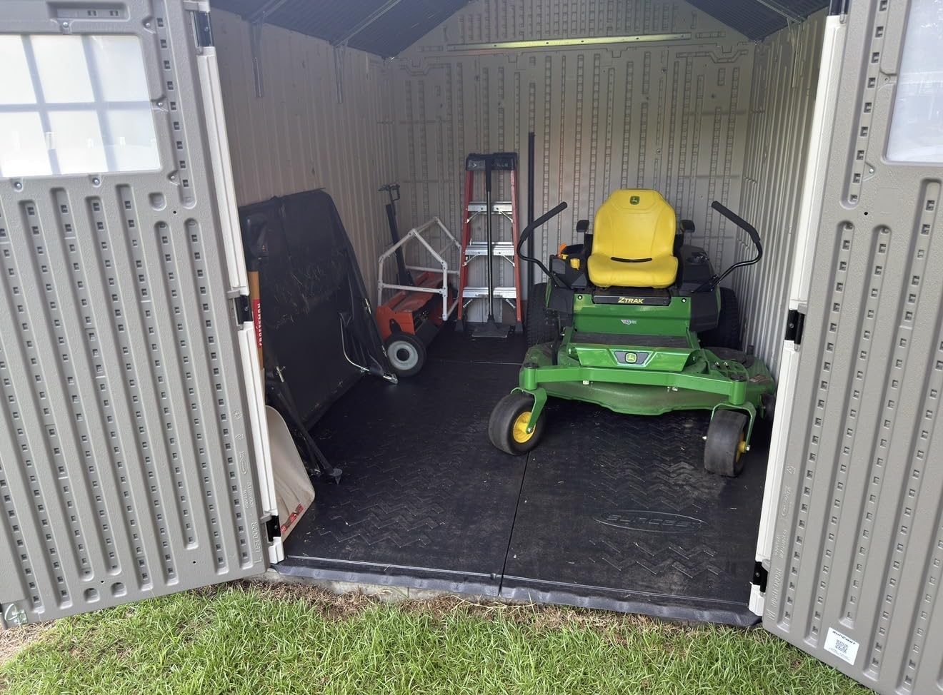Suncast 8x10 Ft. Outdoor Storage Shed - Large Resin Outdoor Shed with Floor Included, Lockable Double Doors & Skylights. 547 Cu Ft Tremont Garden Resin Sheds for Lawn Tools, Riding Mowers, & Bikes customer photo 2
