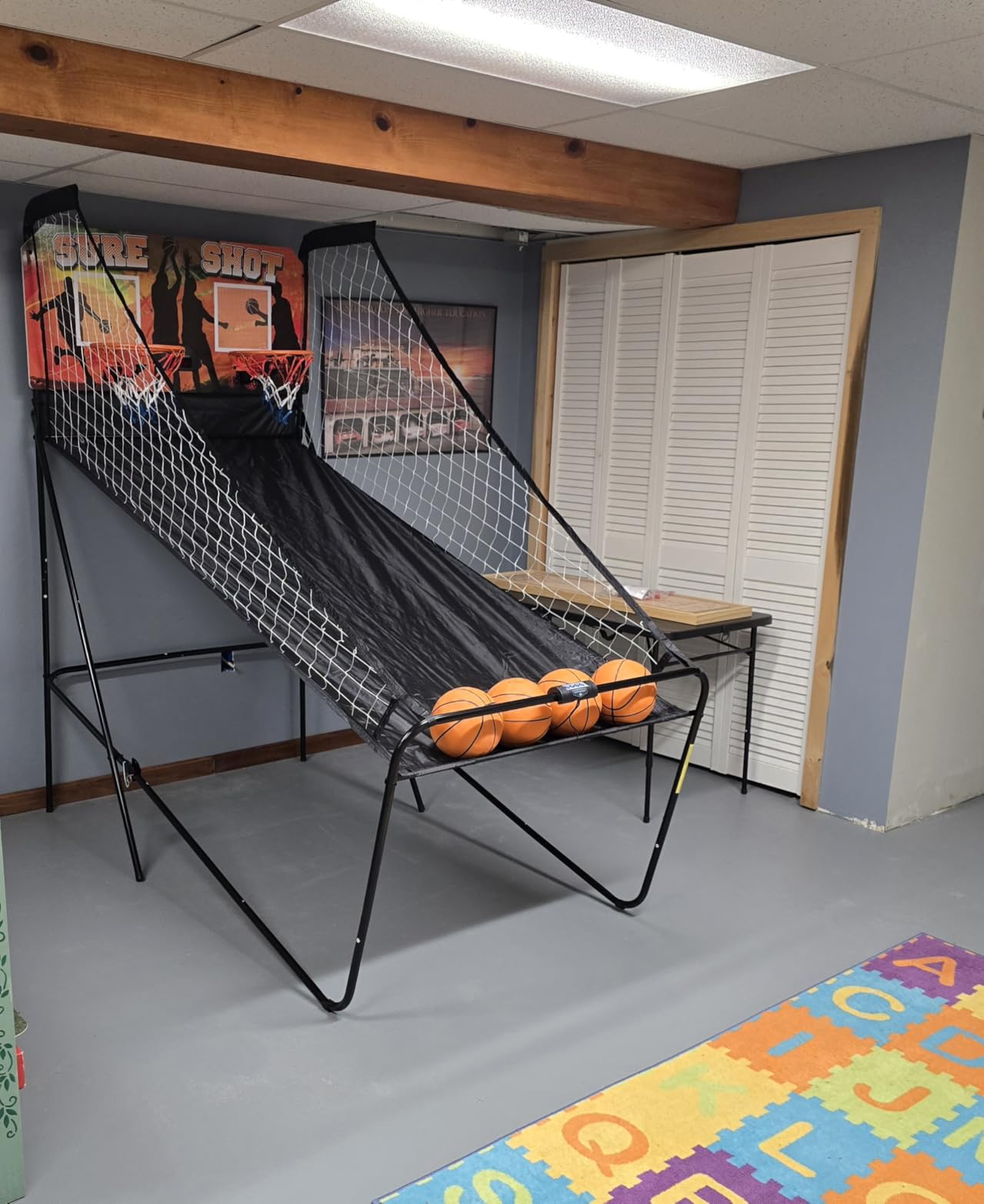 Hathaway Sure Shot 81-in Dual Basketball Arcade Game for Game Room - with LED Scoring, Foldable Indoor Basketball Game Design, Steel Frame, 8 Game Modes, Pump & Dual Hoops - Orange/Black Finish customer photo 1