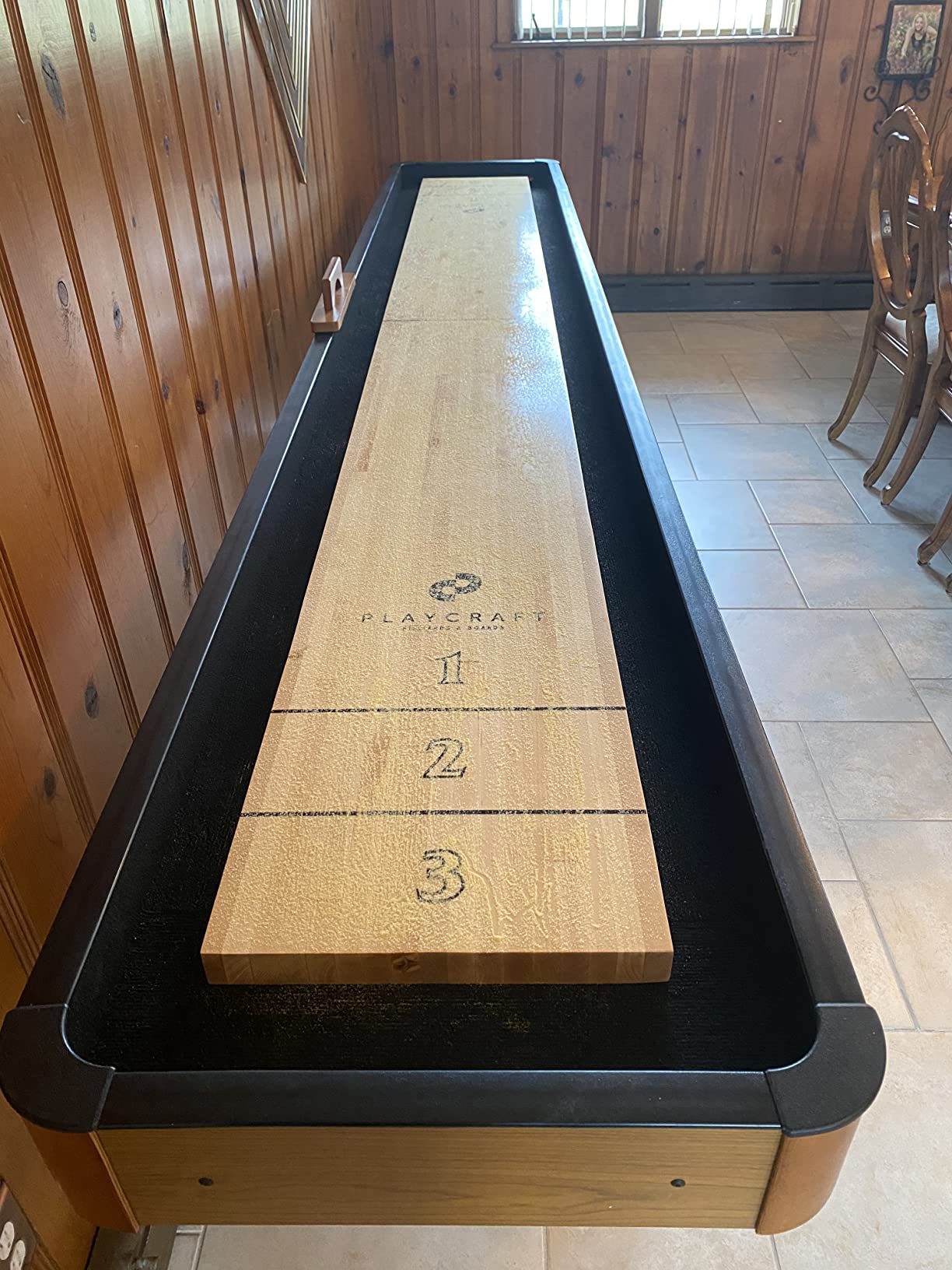 Playcraft Woodbridge Shuffleboard Table with Storage Cabinet - Shuffle Board Game Table Set with Matching Abacus, 8 Pucks, Brush & *Wax (*Made in USA) - Pro Style Climate Adjusters customer photo 1