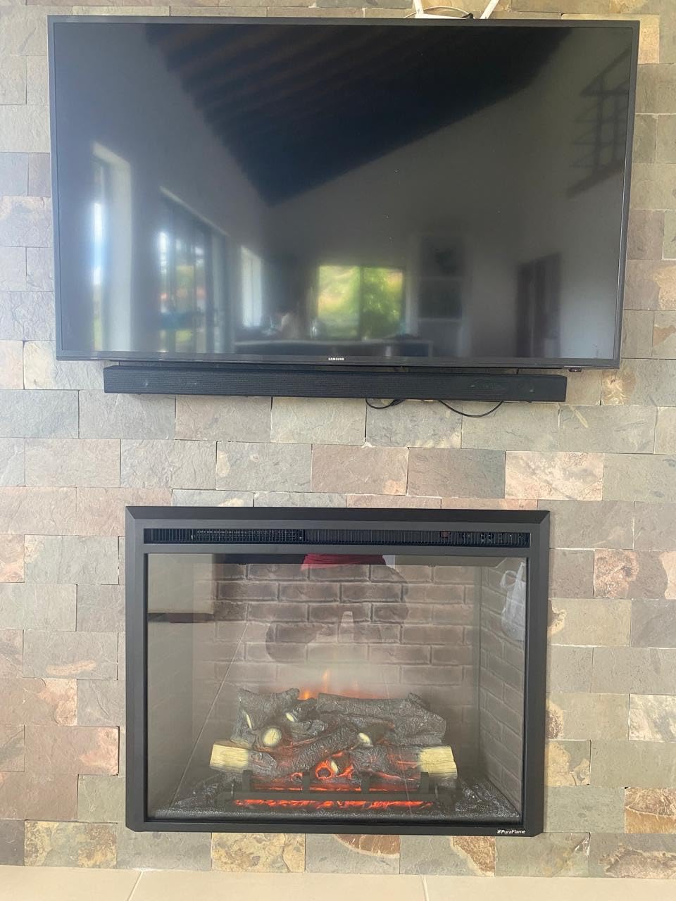 PuraFlame Western Electric Fireplace Insert with Fire Crackling Sound, Remote Control, 750/1500W, Black, 33 1/16 Inches Wide, 25 9/16 Inches High customer photo 1