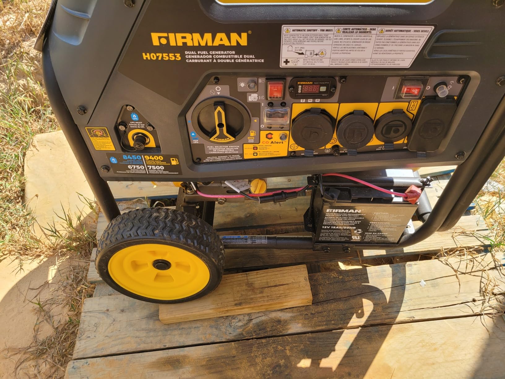 FIRMAN H08051 Dual Fuel Portable Generator, 120V/240 VAC Electric Start | Gasoline Start 10000W Running 8000W Propane Start 9050W Running 7250W, Wheel Kit, Home Jobsite Large RV Backup Power Station customer photo 1