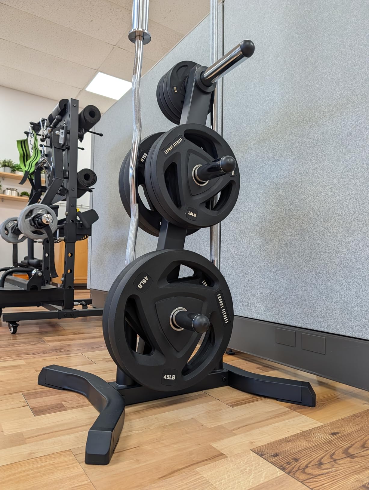 Fitness Reality X-Class Olympic Weight Tree - Heavy-Duty Bumper Plate Rack for Home Gym - Chrome Storage Posts - Includes 2 Barbell Holders - 1,000 Lb. Capacity customer photo 2