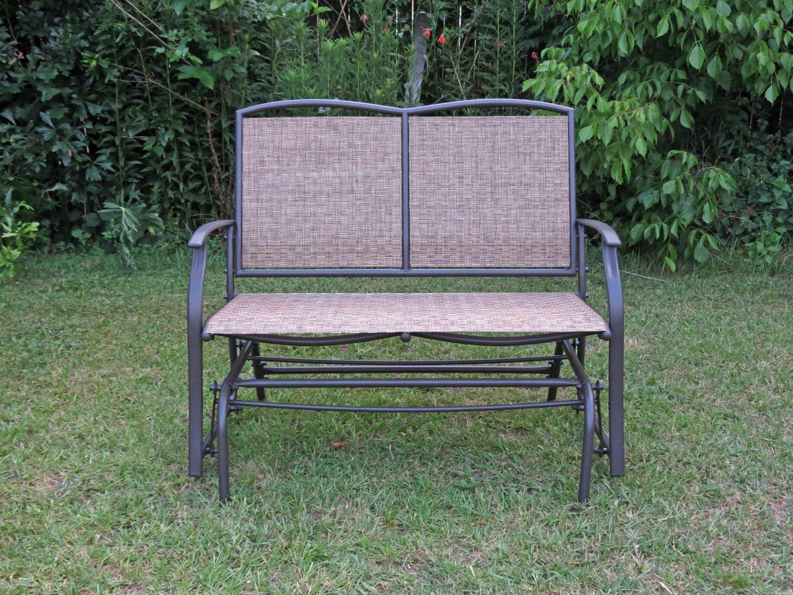 GIANTEX Patio Glider Benches for Outside, Swing Glider Chair w/Steel Frame customer photo 2