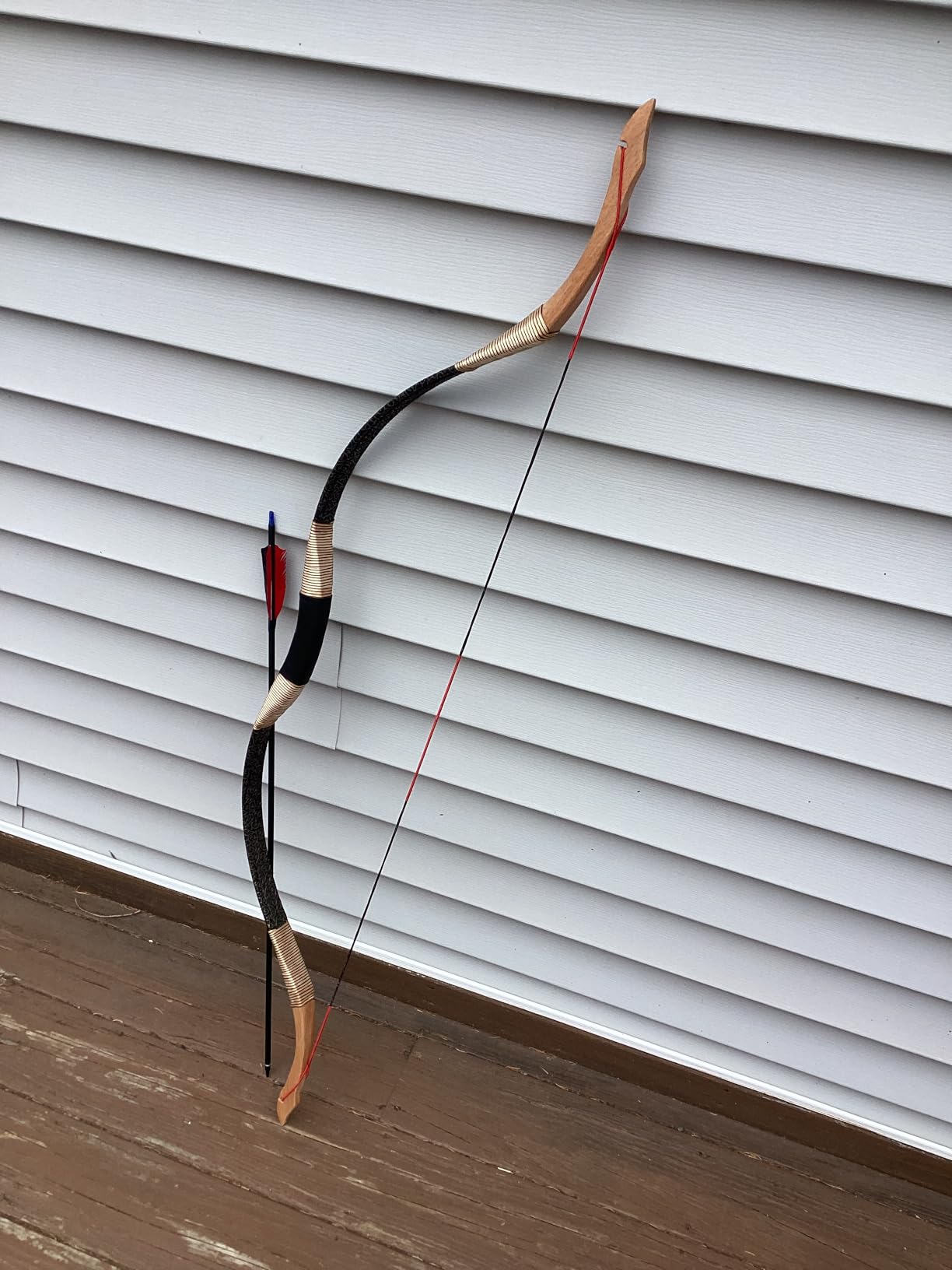 TOPARCHERY Black Hunter Traditional Recurve Bow 53'' Archery Hunting Handmade Horse Bow Longbow 30-50 lbs customer photo 1
