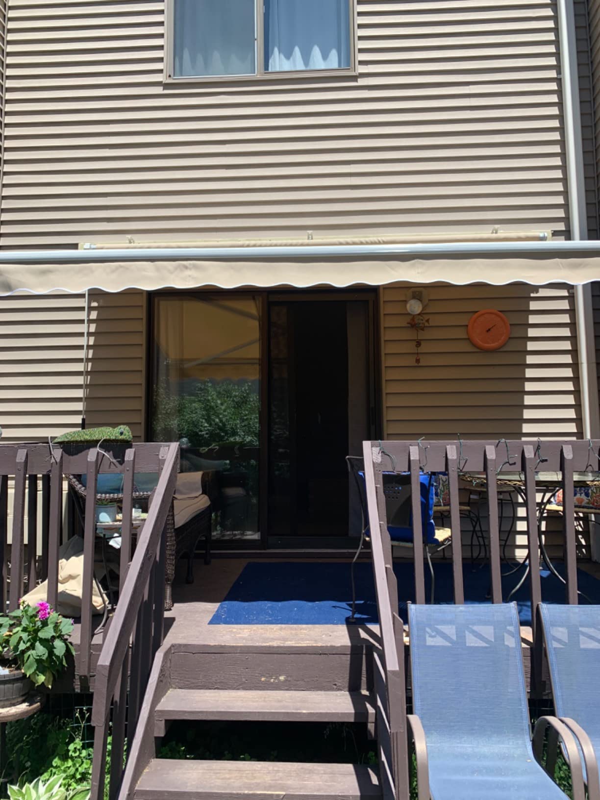 Diensweek 12'x10' Patio Awning Retractable, Fully Assembled Manual Commercial Grade - Quality 100% 280G Ployester Window Door Sunshade Shelter - Deck Canopy Balcony P100 Series (12'x10', Beige) customer photo 1