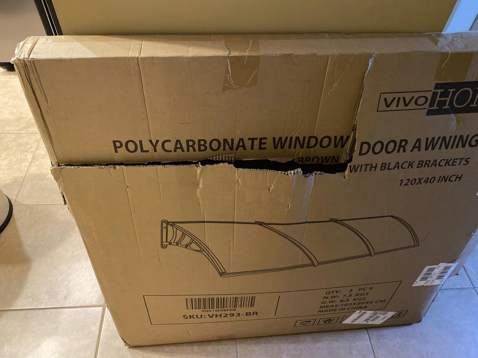 VIVOHOME Polycarbonate Window Door Awning Brown 38 Inch x 78 Inch customer photo 1