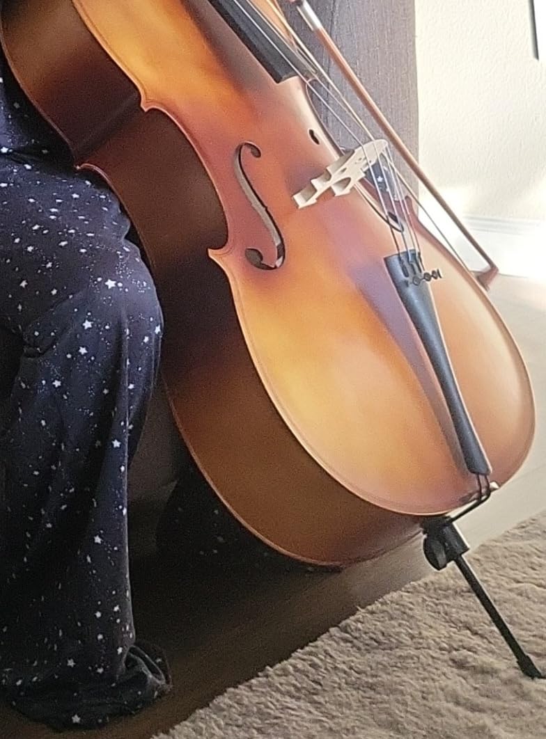 Paititi CE3005PE Scholar 256 Ebony Fitted Matte Finish Wood Cello with Soft Case, Brazilwood Bow, Rosin and Stopper (4/4) customer photo 1