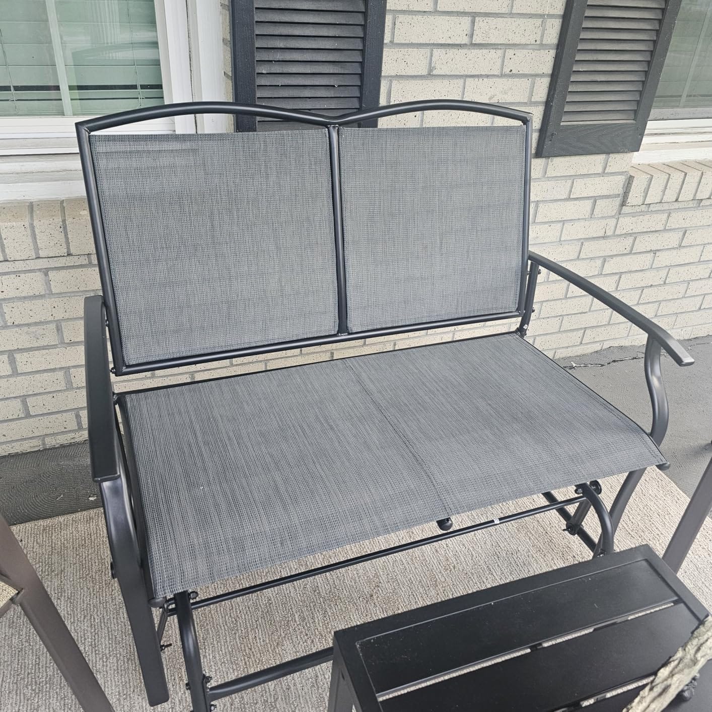 Best Choice Products 2-Person Outdoor Patio Swing Glider Steel Bench Loveseat Rocker for Deck, Porch w/Textilene Fabric, Steel Frame - Brown customer photo 2