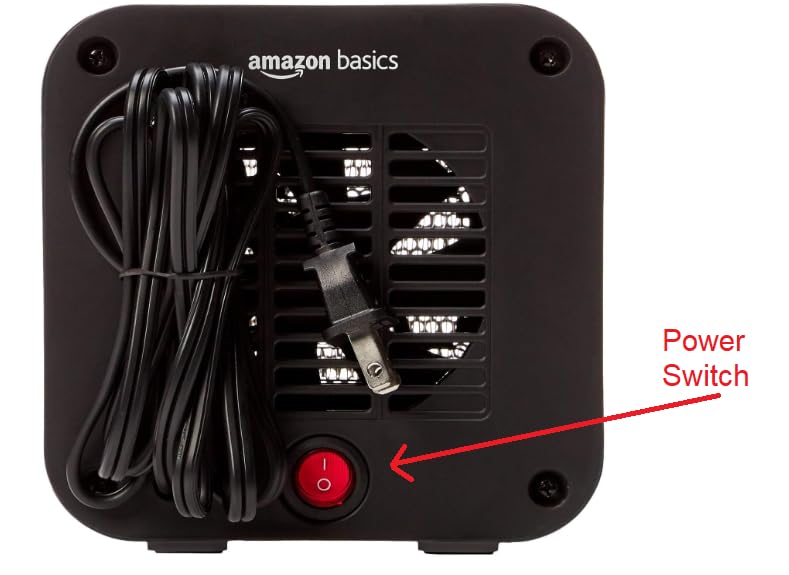 Amazon Basics Ceramic Portable Mini Space Heater for Office Desk, Indoor Use, Fast Heating, 500W, With Tip-Over Protection, Lightweight 1.4 lbs, Black, 5.87