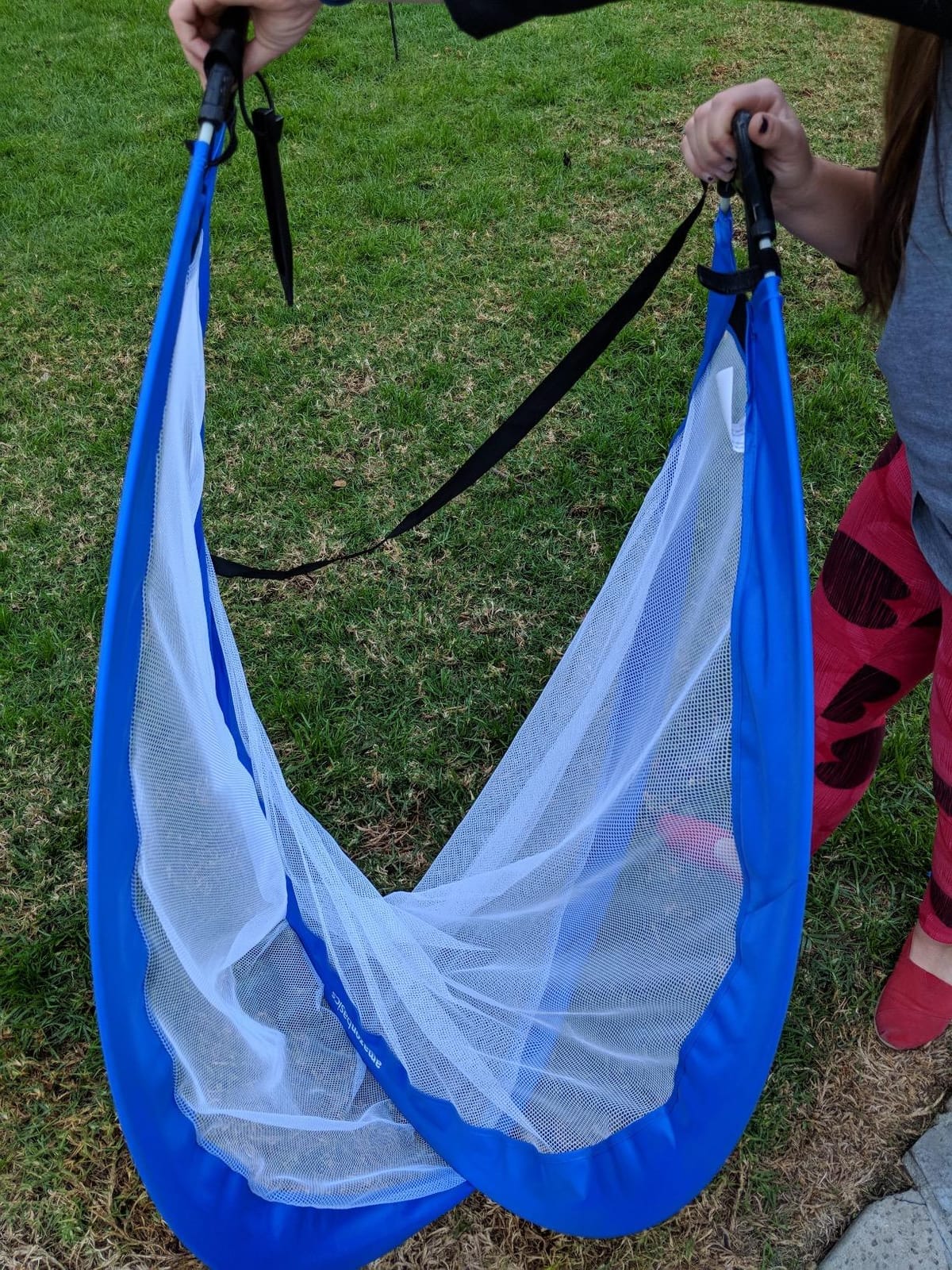 Amazon Basics Portable Pop Up Soccer Goal Set for Kids, Training Equipment, Outdoor Sports Games, Backyard Soccer, Blue, 2-Pack customer photo 2