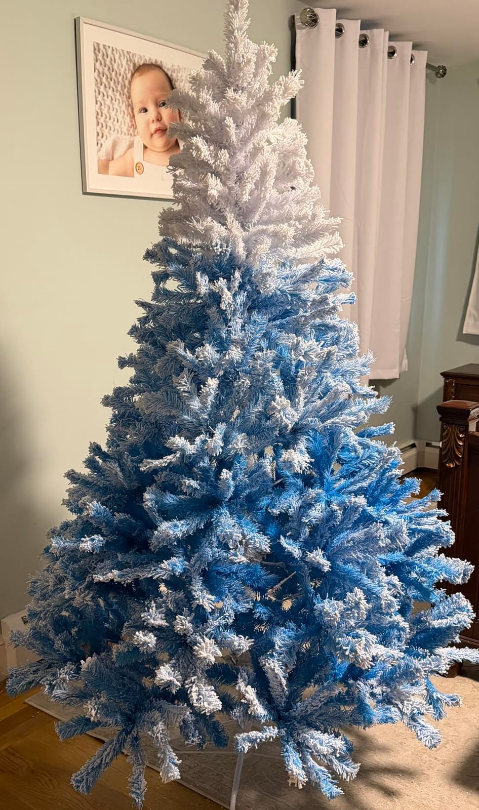 Goplus 7FT Pre-Lit Artificial Christmas Tree Auto-Spread/Close up Branches 11 Flash Modes with Multicolored 400 LED Lights & Metal Stand customer photo 2