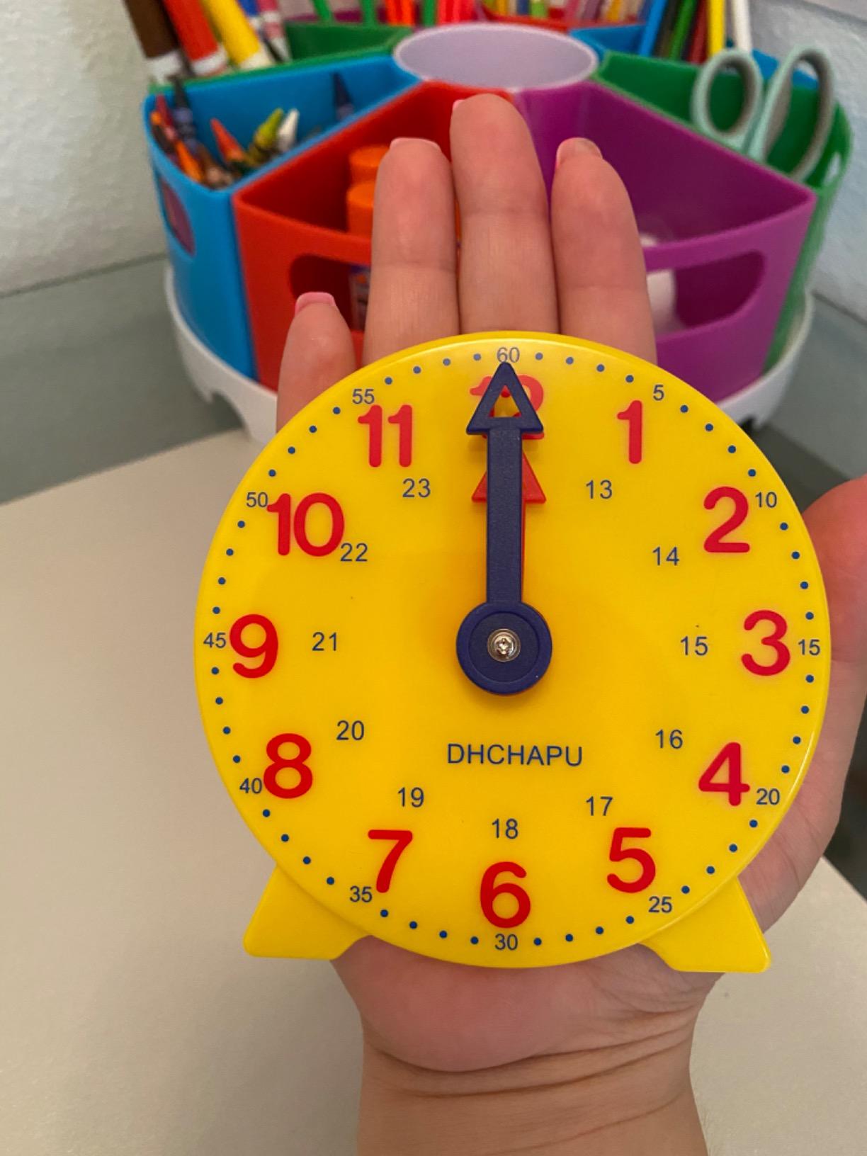 Student Kids Learning Clock Time Teacher Gear 4 Inch 12/24 Hour Telling Time Toy Teaching Clock Educational Clock for Classroom & Homeschool customer photo 2