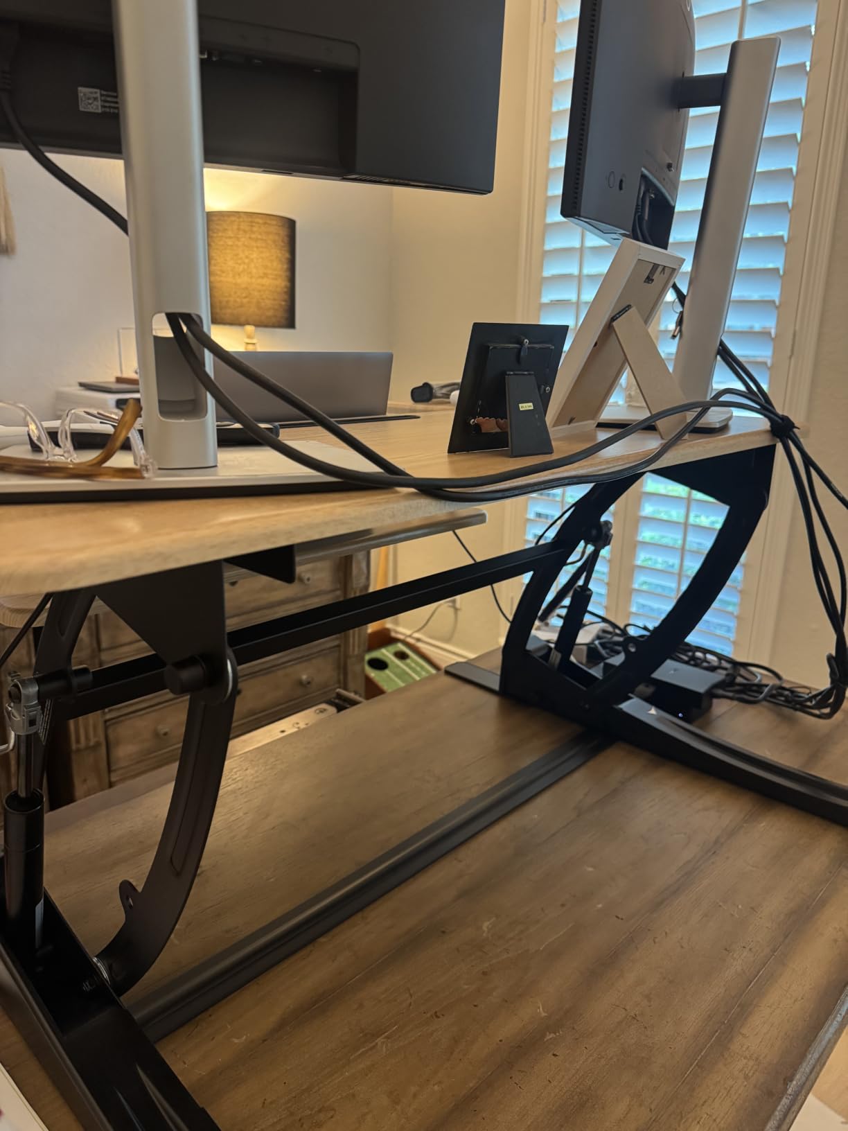 VIVO 36 inch Height Adjustable Stand Up Desk Converter, V Series, Quick Sit to Stand Tabletop Dual Monitor Riser Workstation, Black, DESK-V000V customer photo 2