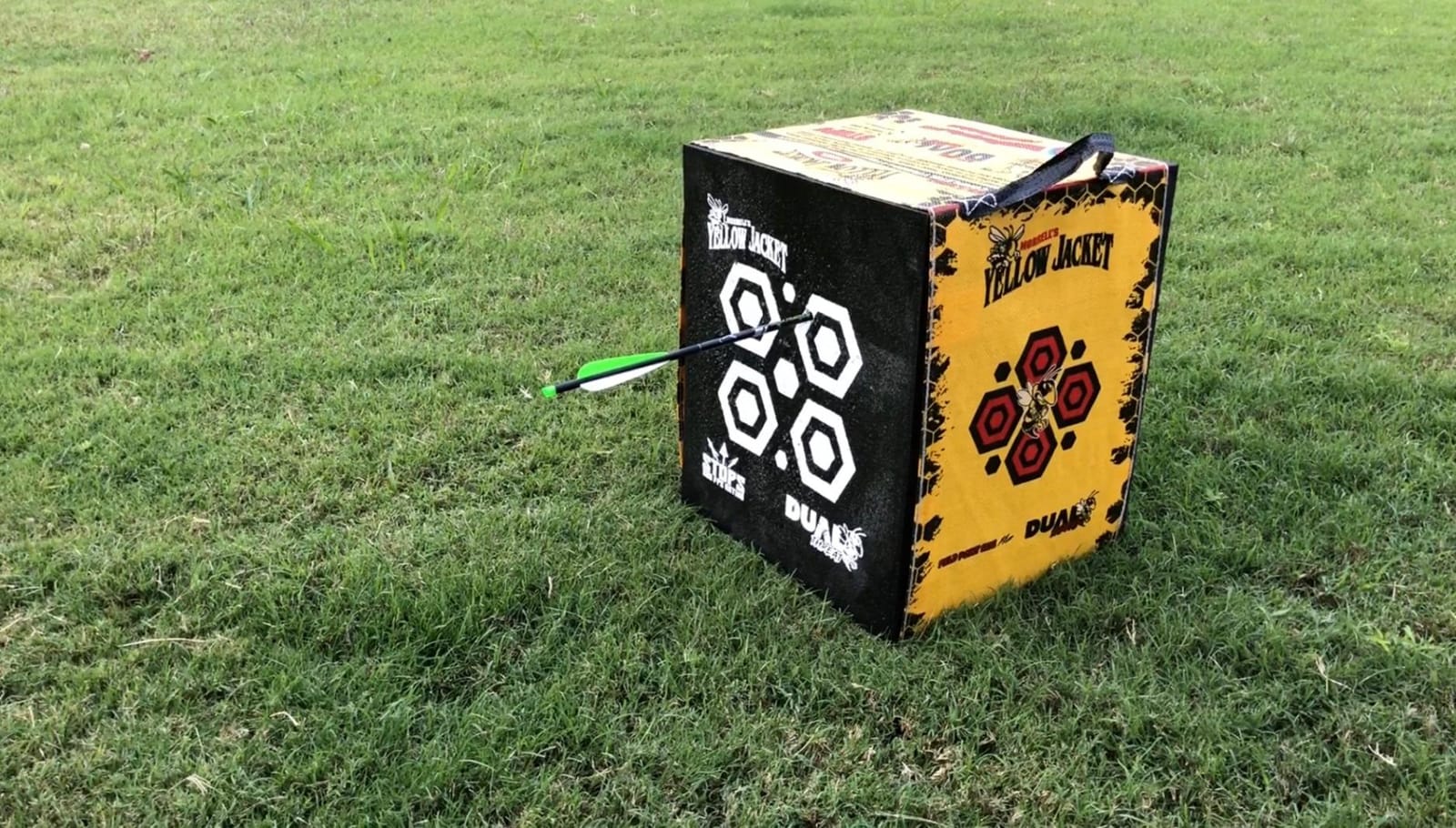 Morrell Yellow Jacket Dual Threat Foam Archery Target Block for Compound Bows and Crossbows, with 4 Sides and 32 Bullseyes, Yellow customer photo 2