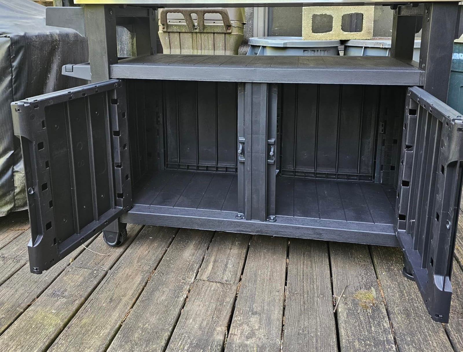 Keter Unity XL Portable Outdoor Table with Stainless Steel Top for Kitchen Prep and Outdoor Storage Cabinet for Grilling Accessories, Dark Grey customer photo 1