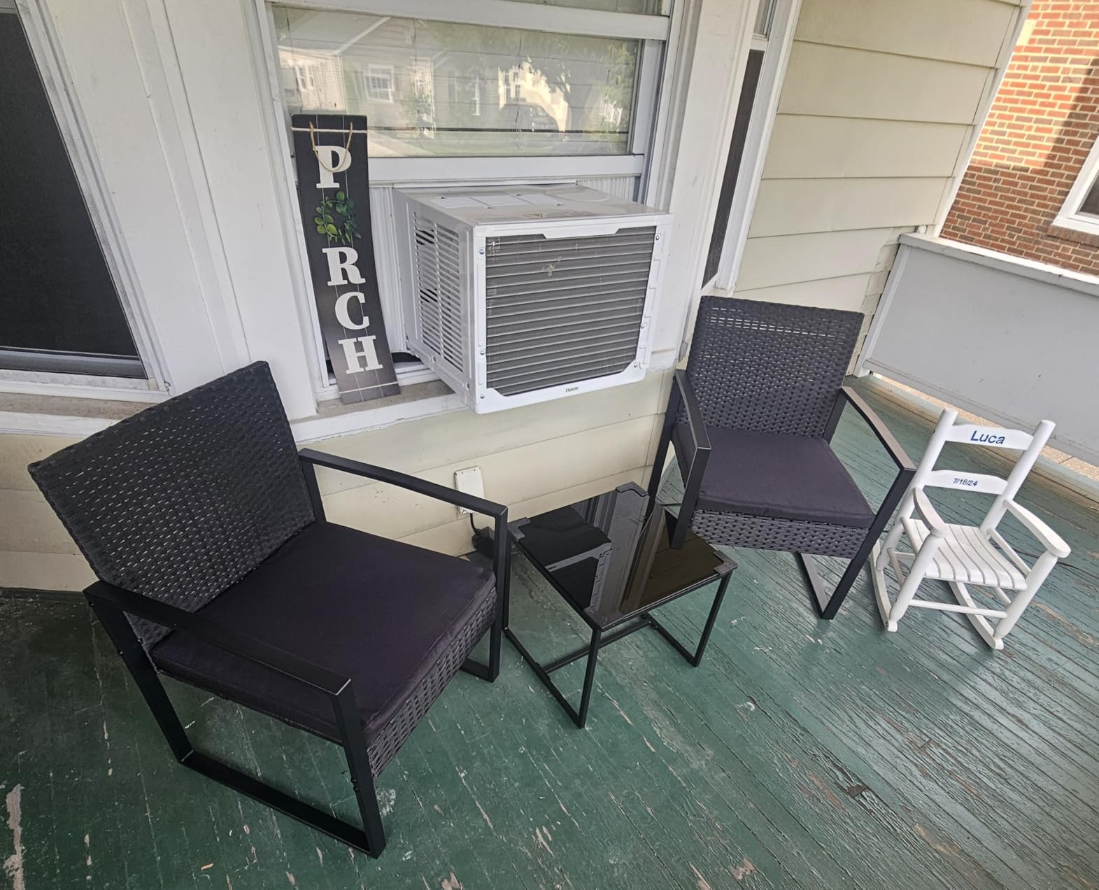Flamaker 3 Pieces Patio Furniture Set Outdoor Wicker Bistro Chair (Black) customer photo 2