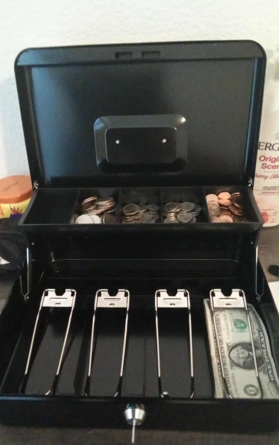 KYODOLED Cash Box with Money Tray and Key Lock, 1mm Thick Metal Cash Drawer customer photo 1