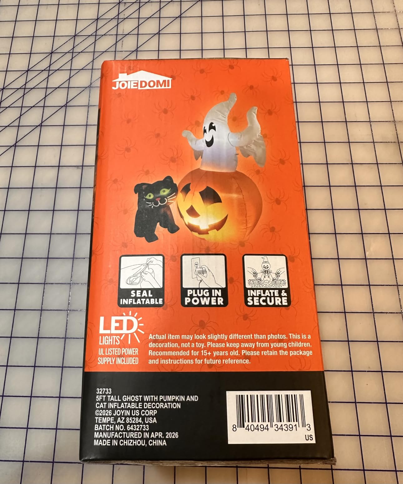 Joiedomi 5 FT Halloween Inflatable Ghost Outdoor Decorations, Blow Up Yard Decorations in Pumpkin, Blow Up Ghost Inflatable with LEDs for Cute Halloween Decor customer photo 1