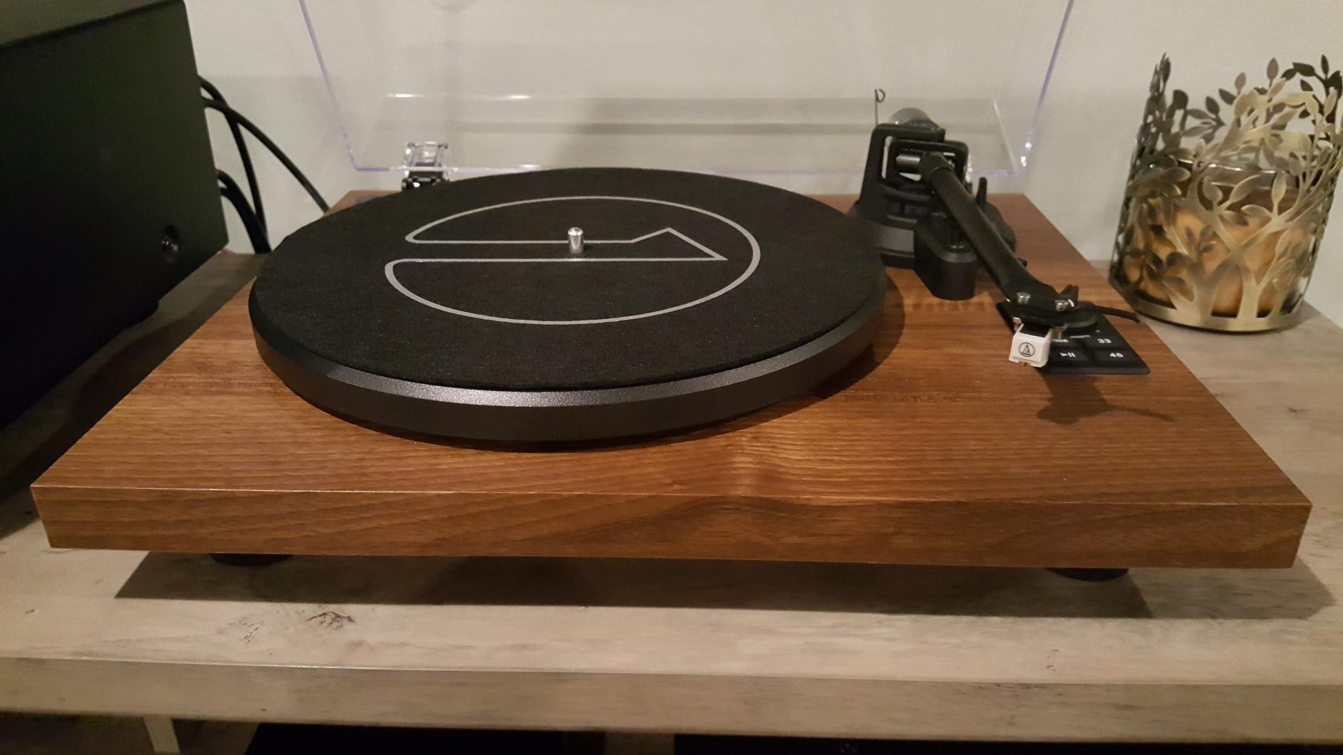 1 BY ONE Bluetooth Turntable HiFi System with 36 Watt Bookshelf Speakers | Patented Designed Vinyl Record Player with Magnetic Cartridge, Wireless Playback and Auto Off (Walnut) customer photo 2
