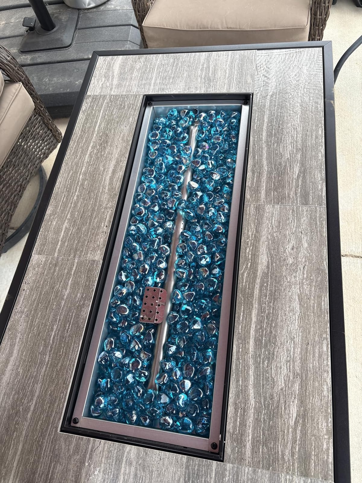 42 inch Propane Fire Pit Patio Outdoor Fire Pit Table Large Rectangular | Propane Fire Pit with Lid and Glass Rock customer photo 2