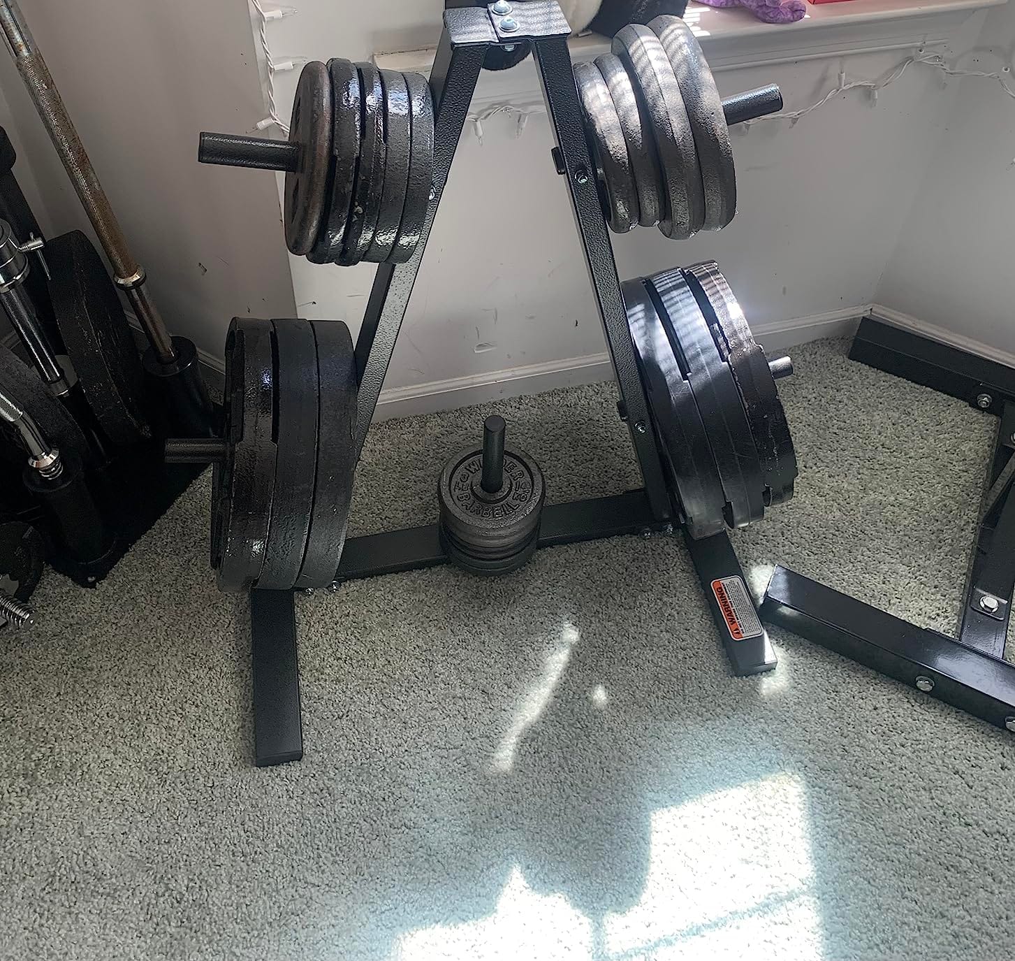 Marcy Standard Weight Plate Tree for 1-Inch Plates for Home Gym, 300 lb. Max. Capacity PT-5733 customer photo 1