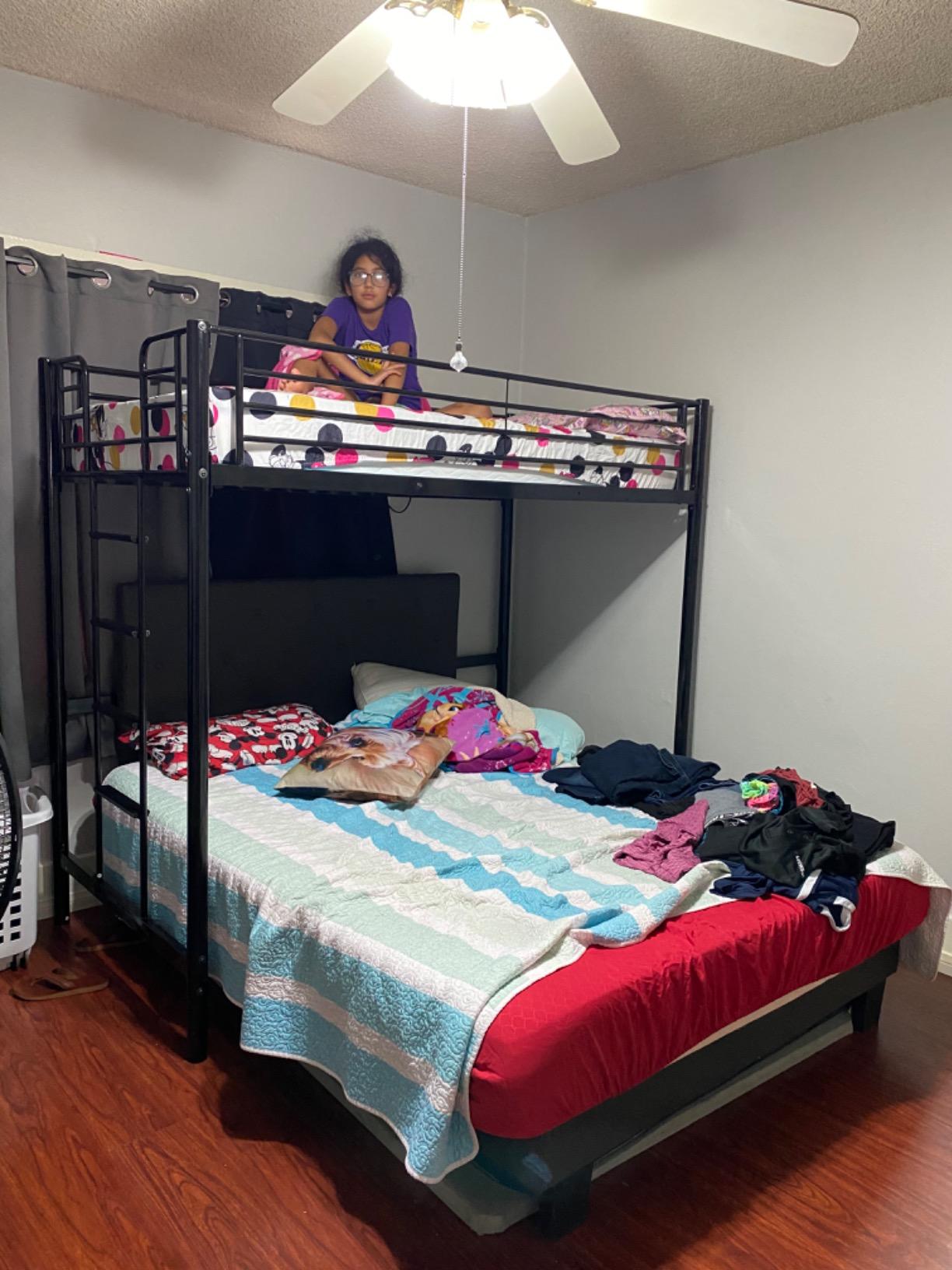 Bonnlo Twin Metal Loft Bed Frame for Kids/Adults/Teens, Space-Saving Design, Black customer photo 2
