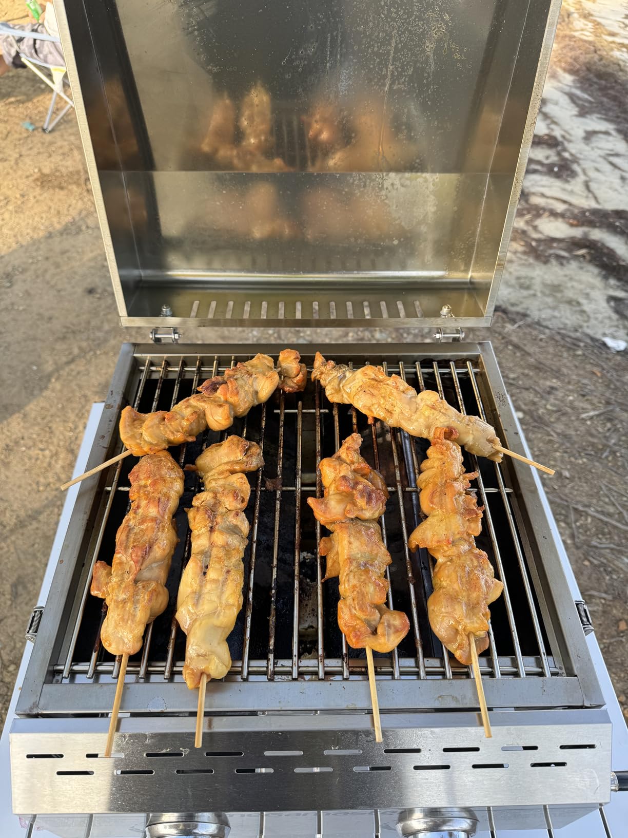 Megamaster Tabletop 2 Burner Gas Grill, Stainless Steel with Foldable Legs | Offers 16000 BTU, Built-In Thermometer, 199 Sq In Cooking Space, Use with Standard 20 lb tank, For Camping & Tailgating customer photo 1
