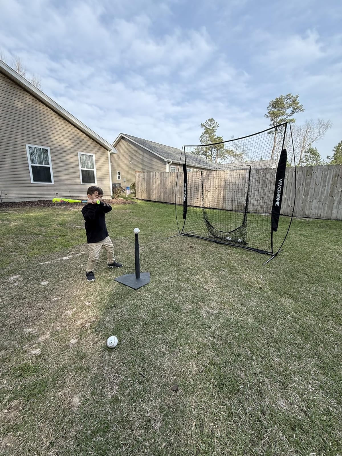VIVOHOME Baseball & Softball Training Net with Batting Tee, 7 x 7 ft. customer photo 1