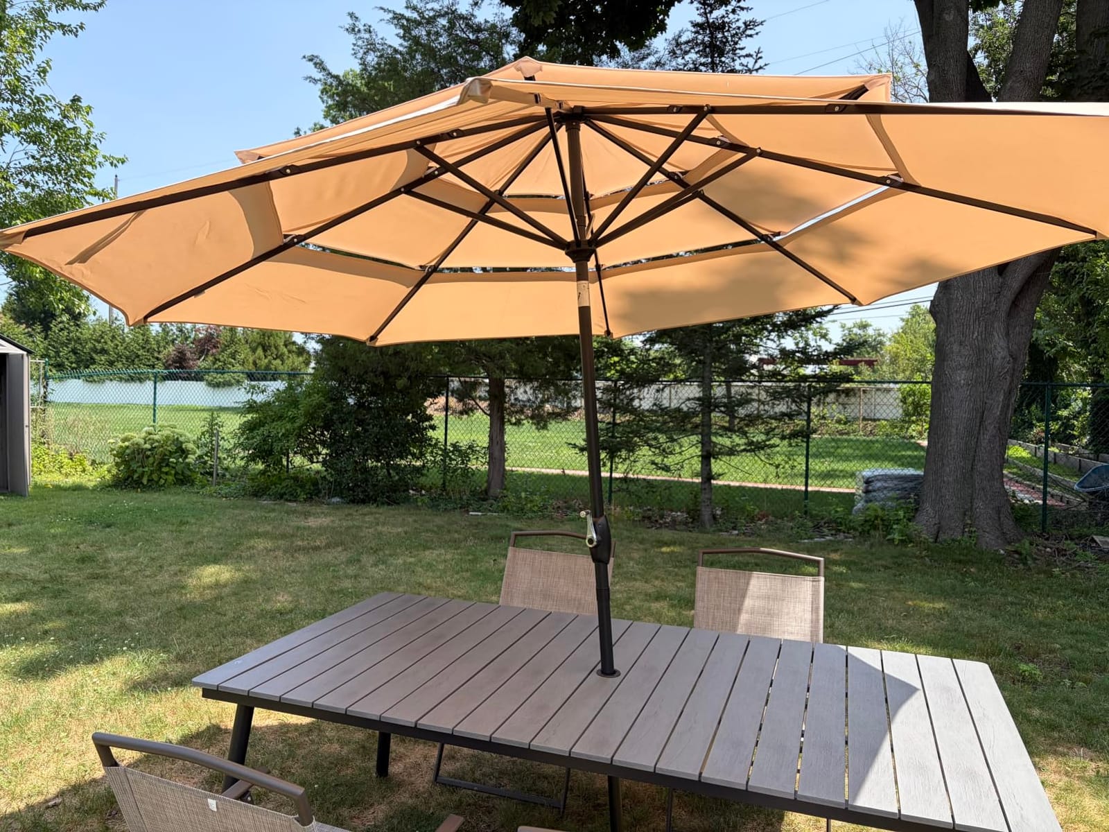 PHI VILLA 10ft Outdoor Patio Umbrellas, 3 Tier Vented Table Umbrella, Navy | Auto-Tilt, 1.5