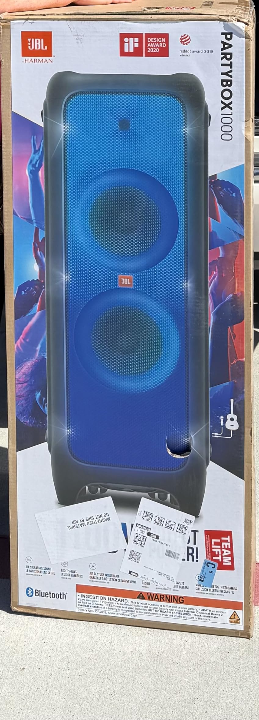 JBL PartyBox 1000 - High Power Wireless Bluetooth Party Speaker, Black | JBL Signature Sound, Light shows, Air gesture wristband brings everyone together, DJ Pad, Mic and guitar inputs customer photo 2