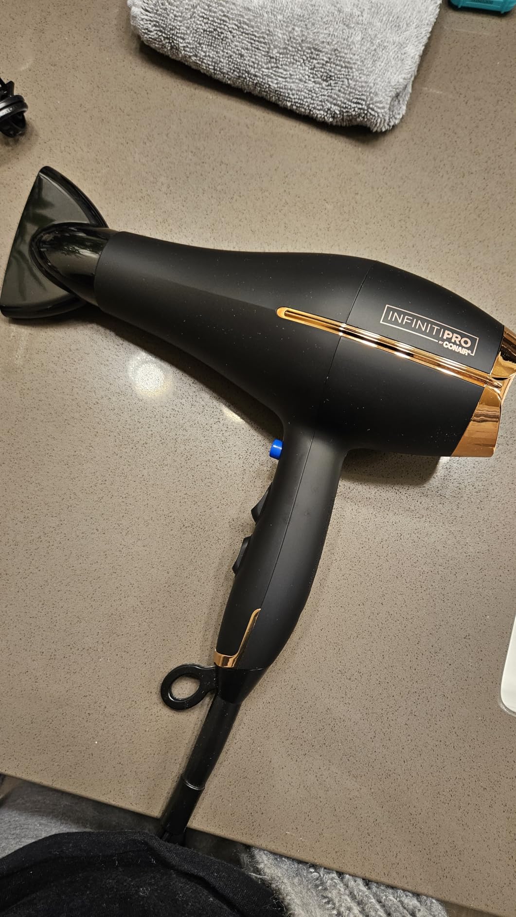 Conair InfinitiPRO Hair Dryer with Diffuser & Concentrator, 1875W, Black | Ceramic blow dryer for all hair types with no-slip grip, multiple heat/speed settings, and a 6-foot cord for flexible styling customer photo 2
