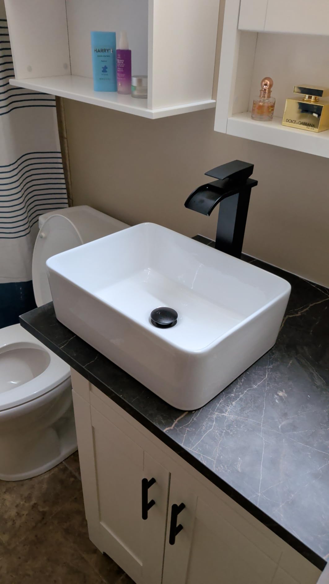 KES 20 Inch Low Profile Vessel Sink, Large Rectangular White Ceramic Bathroom Sink Above Counter, Shallow Countertop Vanity Sink for Modern Farmhouse Antique Dresser Vanity, No Overflow, BVS123S50 customer photo 2