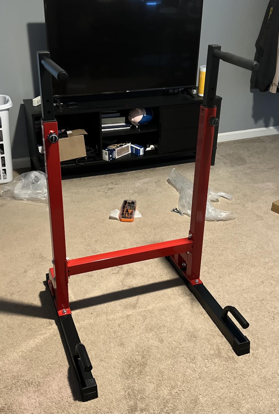 BalanceFrom Steel Frame Dip Station with Adjustable Height, 500 Pound Weight Capacity – Upper Body Workout Home Gym Equipment for Triceps, Push & Pull Ups, Leg Raises, and Bench Press customer photo 2