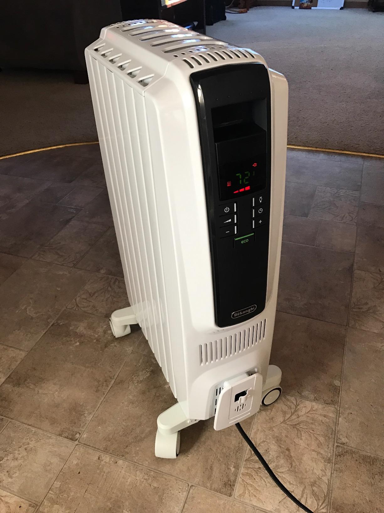 DeLonghi Dragon Digital Oil Filled Radiator Heater, 1500W Electric Space Heater for indoor use, programmable timer, Energy Saving, full room heater with safety features TRD40615EBK, 16