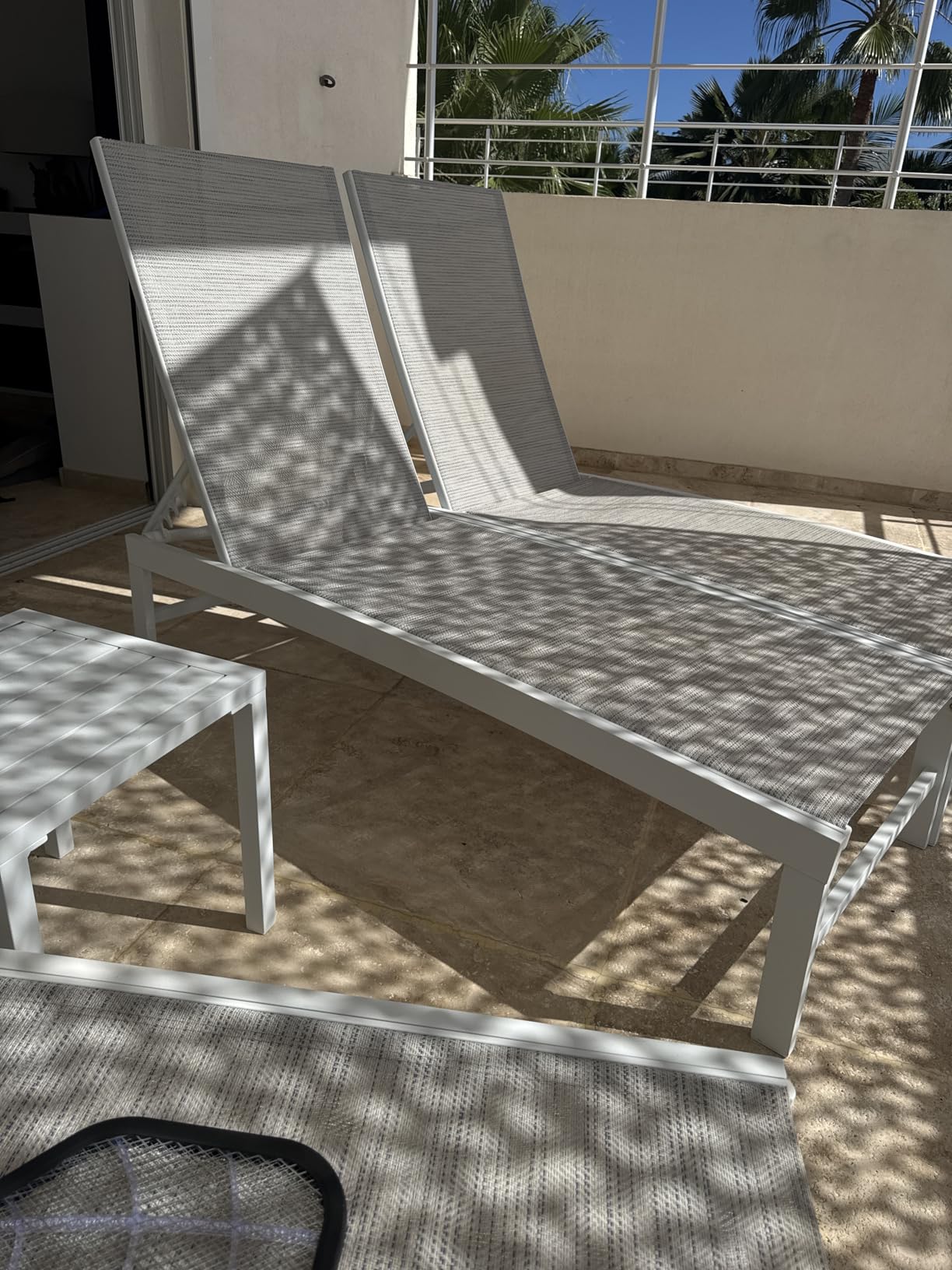 Crestlive Products Lounge Chair Outdoor Set of 2, Metal Pool Chaise Lounge Chairs, Adjustable Five-Position Tanning Recliner, All Weather for Patio, Beach, Yard, Pool (Beige) customer photo 2