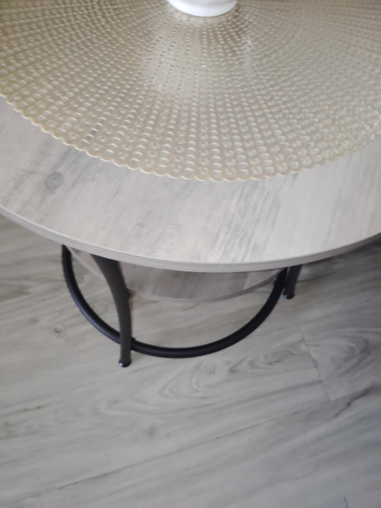 VASAGLE Side Table, 2-Tier Round End Table with 2 Storage Shelves customer photo 1