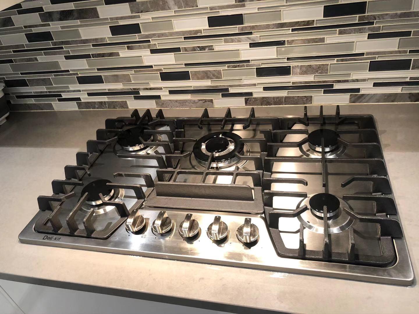30 Inch Gas Cooktop - Dual Fuel Sealed 5 Burners Built-In Stainless Steel Hob DK257-A03 customer photo 2