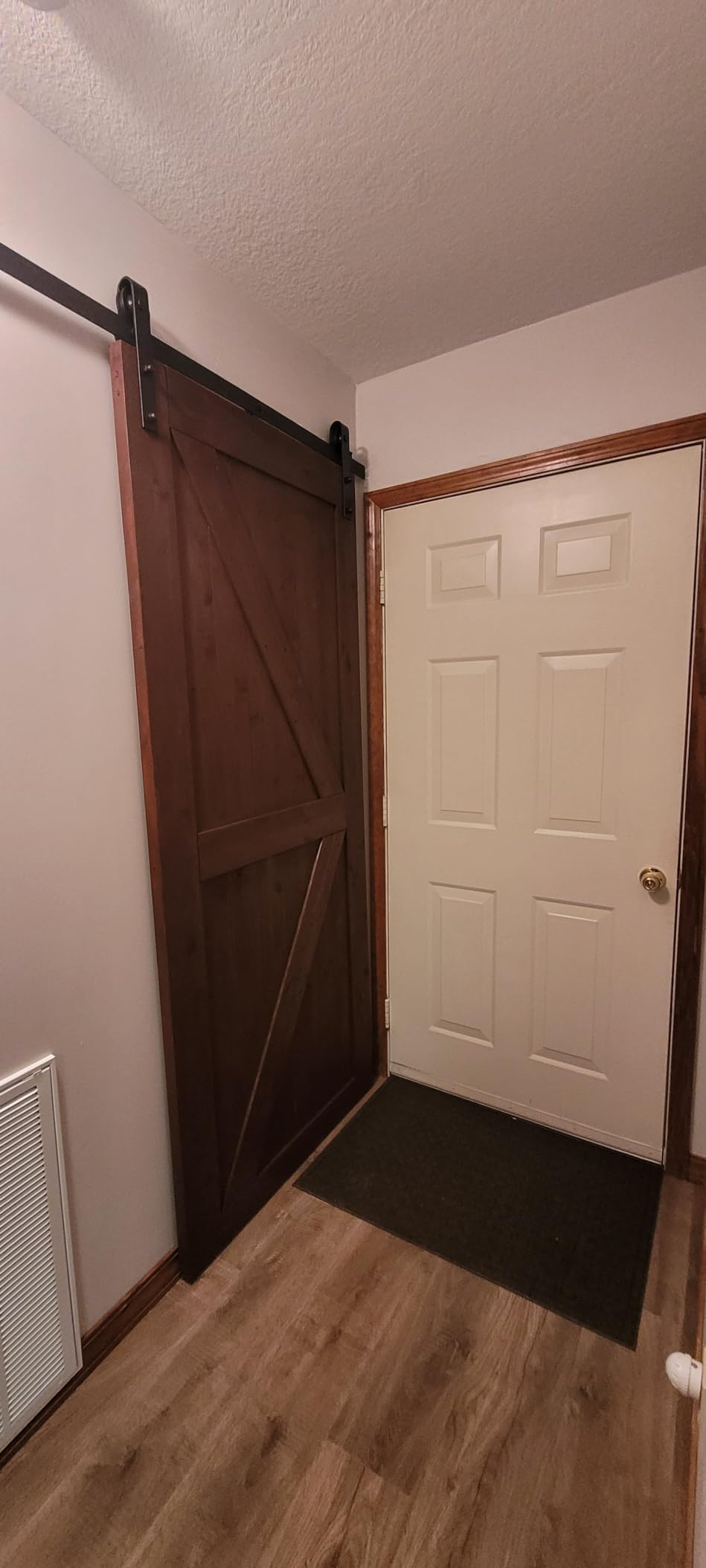 S&Z TOPHAND® 36in x 84in Unfinished British Brace Knotty Barn Door with Sliding Hardware Kit/Solid Wood/Sliding Door/Double Surfaces/A Simple Assembly is Required customer photo 1
